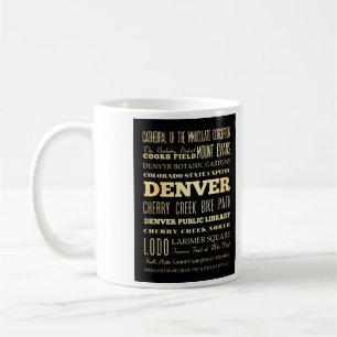 Denver-Stadt der Colorado-Staats-Typografie-Kunst Kaffeetasse