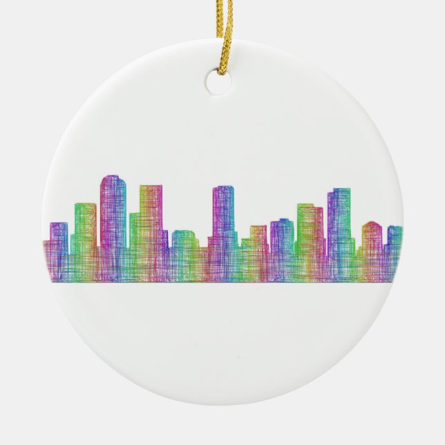 Denver-Stadt-Skyline Keramik Ornament (Vorne)