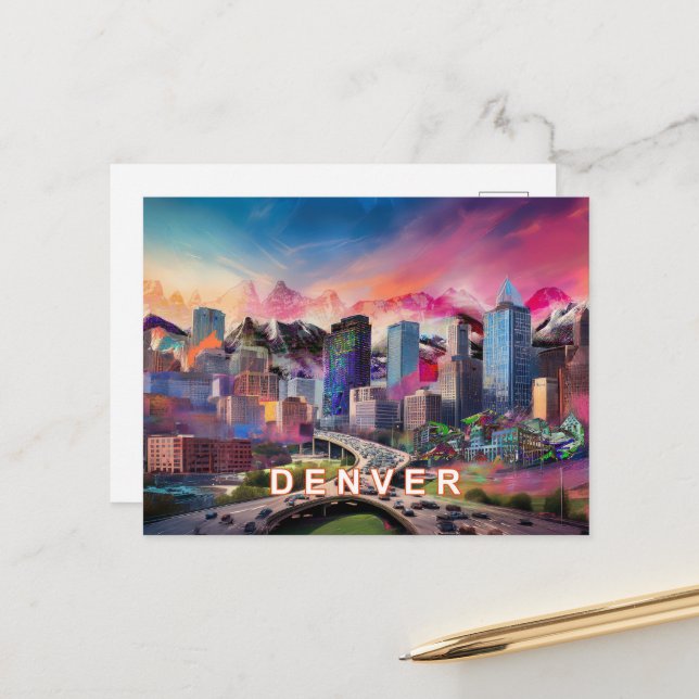 Denver the Mile High City Postkarte (Vorderseite/Rückseite Beispiel)