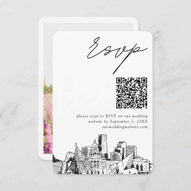 Denver Wedding Modern UAWG QR Code Begleitkarte (Vorne/Hinten)