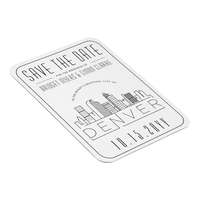 Denver Wedding Stylized Skyline Save the Date Magnet (Rechte Seite)