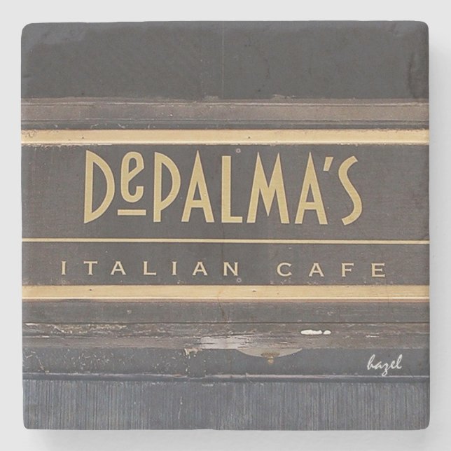 DePalma's, Athen, Georgien. Marmorstein-Untersetze Steinuntersetzer (Vorderseite)