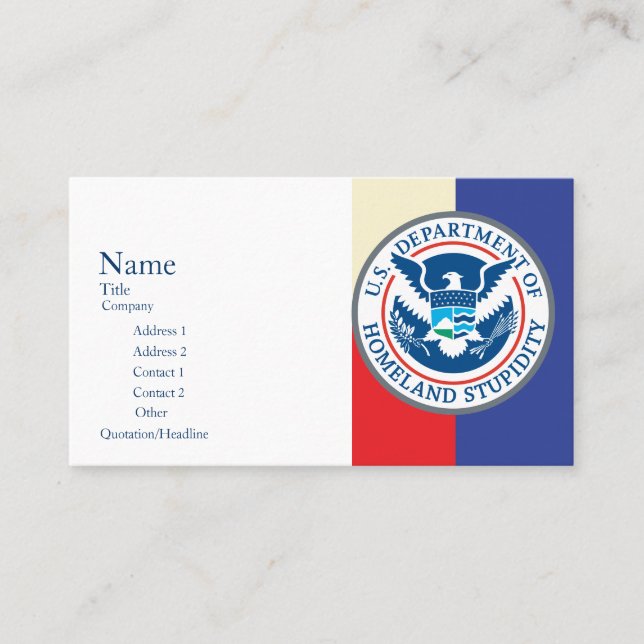 Département des cartes de stupidité de patrie (Devant)