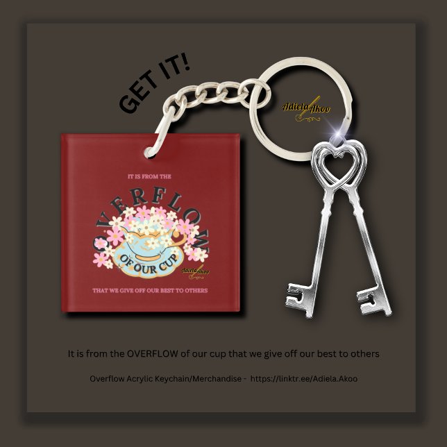 DÉPASSEMENT Porte - clé acrylique par Adiela Akoo (Overflow Acrylic Keychain by Poet Adiela Akoo. SHOP my 'Cute Keychain' collection in this store now!)