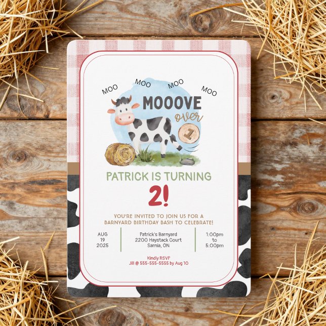 Déplacer sur le thème de la ferme Invitation d'ann (Farm Theme Kid's Birthday Party Invitation with a KICK!)