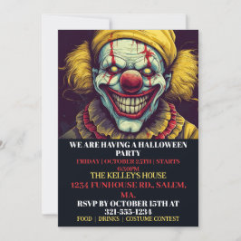 Déplaisant Clown Happy Halloween Invitations