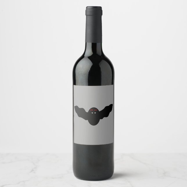 Déplaisant Halloween Vampire Bat Étiquettes de vin (Devant)