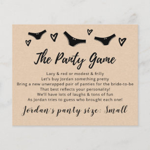 Déposez vos culottes Modèle CARD Jeu nuptiale