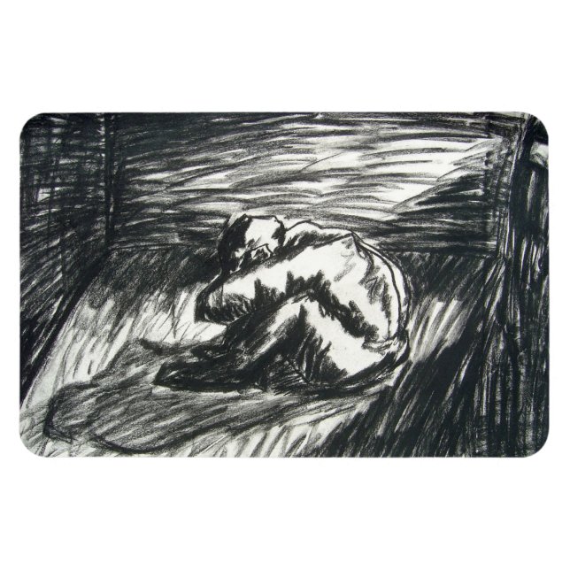 Depression allein in einer Kohle aus dunklem Raum  Magnet (Horizontal)