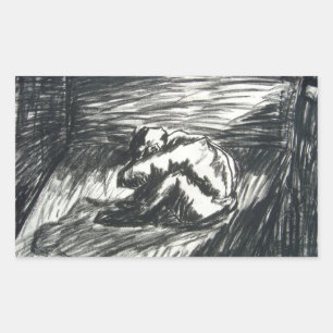 Depression allein in einer Kohle aus dunklem Raum  Rechteckiger Aufkleber