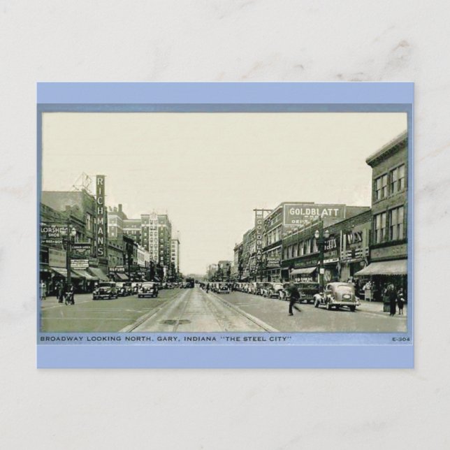 Depression-Ära Gary, Indiana Postkarte (Vorderseite)