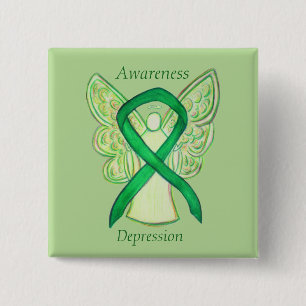 Depression Awareness Angel Ribbon Button