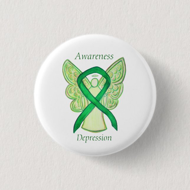 Depression Awareness Angel Ribbon Button (Vorderseite)