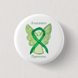 Depression Awareness Angel Ribbon Button