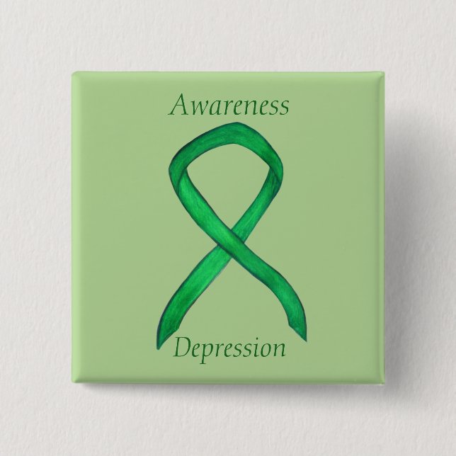 Depression Awareness Custom Green Ribbon Button (Vorderseite)