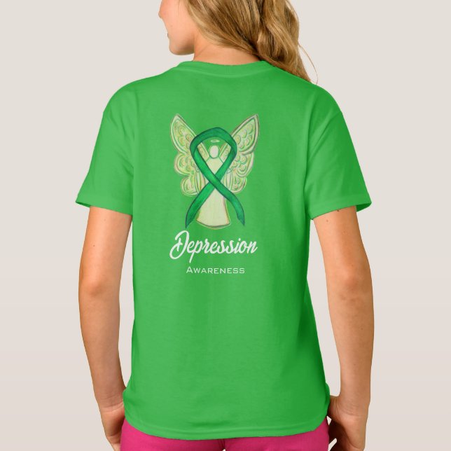 Depression Awareness Ribbon Angel Art Custom Shirt (Rückseite)