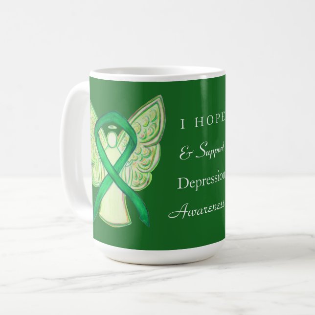 Depression Awareness Ribbon Angel Coffee Tasse Cup (Vorderseite Links)