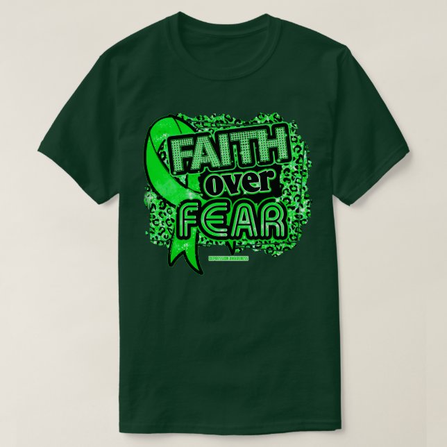 Depression Awareness Ribbon Glaube über Angst Leop T-Shirt (Design vorne)