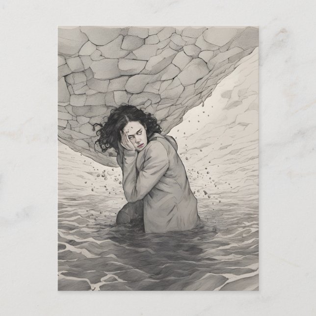 Depression schwarz und weiß postkarte (Vorderseite)