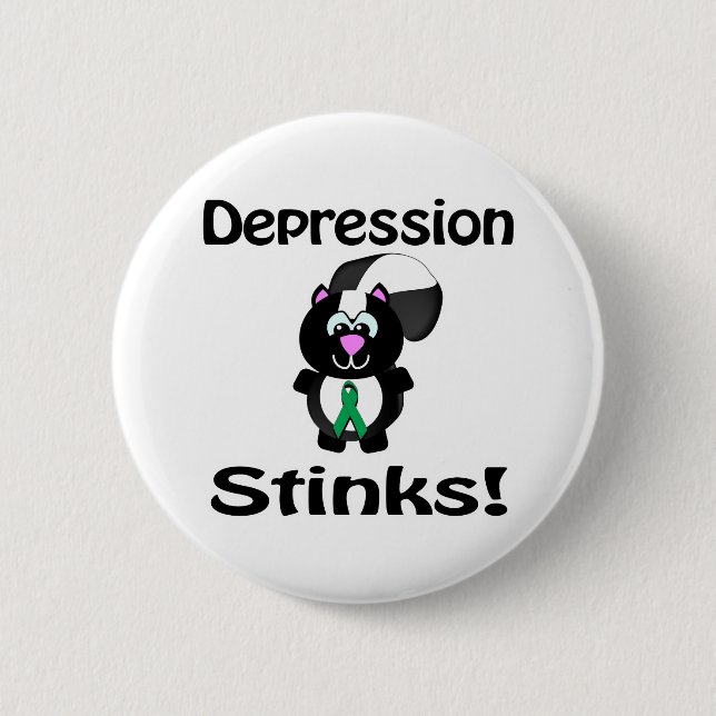 Depression stinkt Skunk Awareness Design Button (Vorderseite)