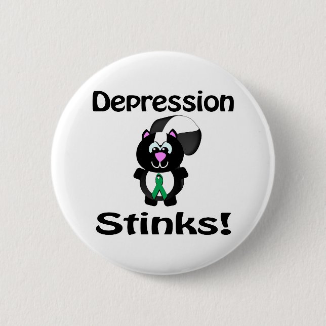 Depression stinkt Skunk-Bewusstseins-Design Button (Vorderseite)