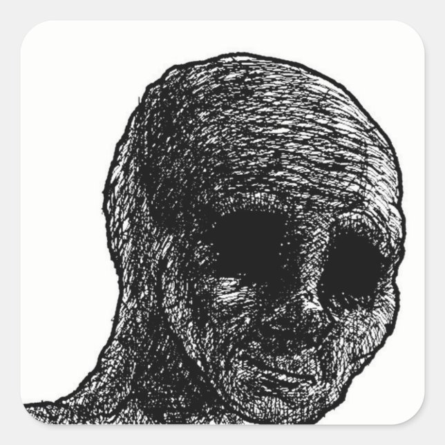 Depressive Wojak-Aufkleber Quadratischer Aufkleber (Vorderseite)
