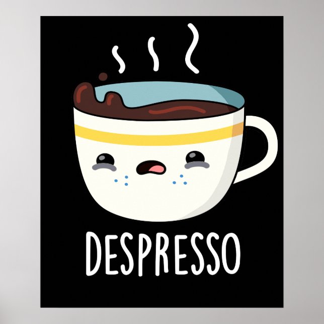 Depresso Funny Sad Espresso Kaffee Pub Dark BG Poster (Vorne)