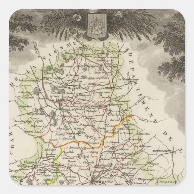 Dept. De La Hte Vienne Quadratischer Aufkleber (Vorderseite)