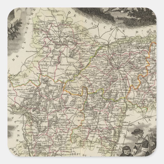 Dept Saone et Loire Quadratischer Aufkleber (Vorderseite)