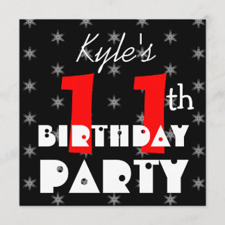 Der 11. Geburtstags-rotes Schwarzweiss des Einladung