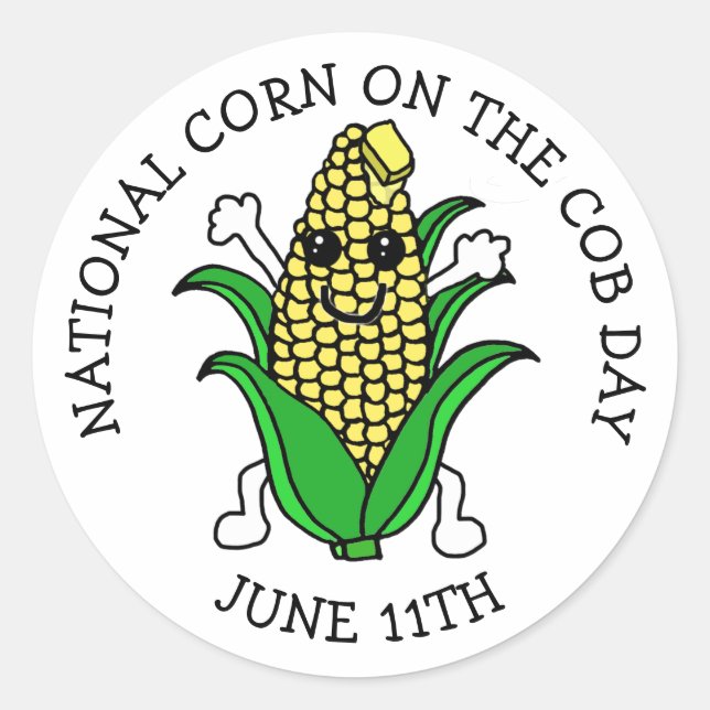 Der 11. Juni ist National Corn am Cob Day Runder Aufkleber (Vorderseite)