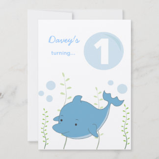Der 1. Delphin des Babys unter dem Seegeburtstag Einladung