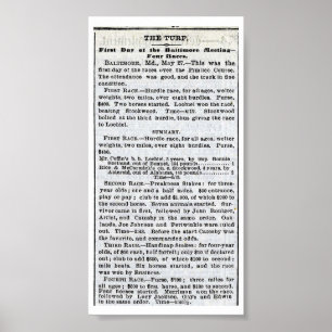 Der 1. Preakness - New York Times am 28. Mai 1873 Poster
