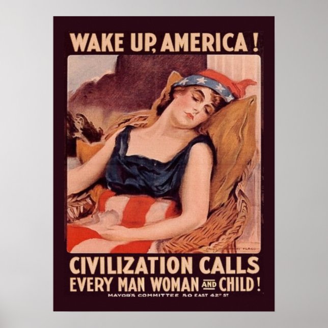 Der 1. Vintage Weltkrieg Weckte Amerika auf Poster (Vorne)