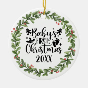 Der 1. Weihnachtskranz des Babys Keramik Ornament