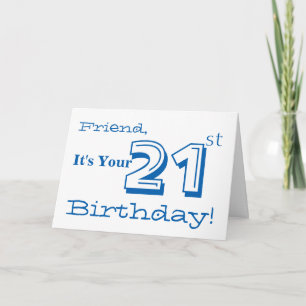 Der 21. Geburtstag des Freundes wird in Blau und W Karte