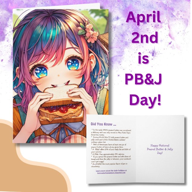 Der 2. April ist National Peanut Butter und Jelly  Karte (Von Creator hochgeladen)