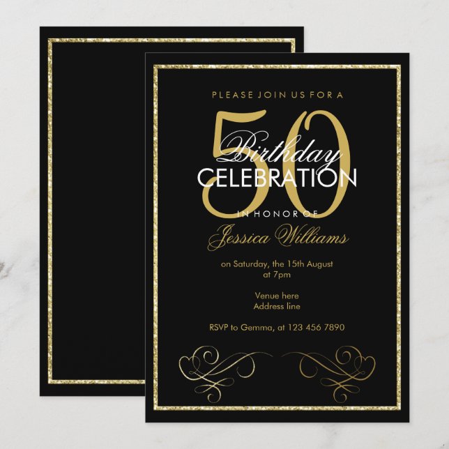 Der 50. Geburtstag der bezaubernden Einladung (Vorne/Hinten)
