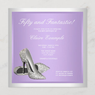 Der 50. Geburtstag Lavendel-der hohen Heels-Frau Einladung