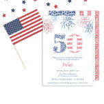 Der 50. Geburtstagsbash im Hinterhof: Roter, Weiß  Einladung<br><div class="desc">"Mit unserer 50. Geburtstagsfeier im Hinterhof starten Sie Ihre patriotische Feier stilvoll aus! Begleiten Sie uns zu einer festlichen Ansammlung voller Rot-, Weiß- und Blautönen. Unser einzigartiges Design zeigt die Zahl 50, die aus der US-Flagge gefertigt wurde und handbemalt mit üppigen Heidelbeeren und Erdbeeren ist. Dreh es drüber, um die...</div>