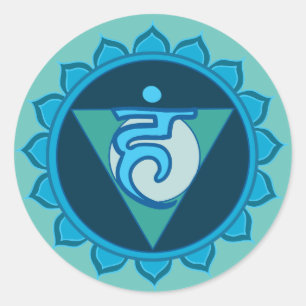 Der 5. primäre Chakra-Yoga-Aufkleber Runder Aufkleber