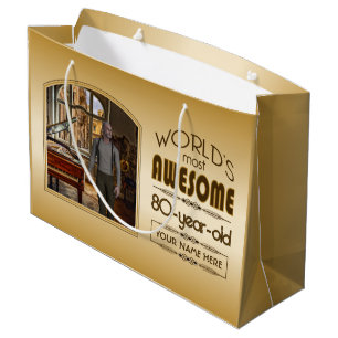 Der 80. Geburtstagsweltbeste Custom Foto Frame Große Geschenktüte