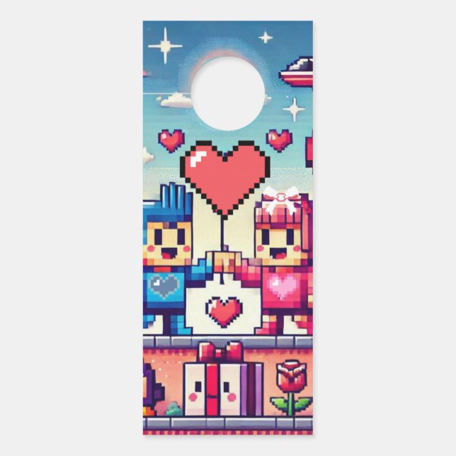 Der 8-Bit-Valentinstag Türanhänger (Vorderseite)