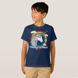 Der 9. Geburtstag des Kindes Einhorn Regenbogen He T-Shirt
