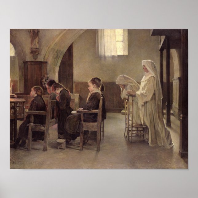 Der Abend der Ersten Kommunion, vor 1890 Poster (Vorne)