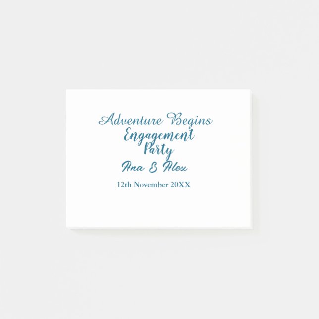 der Abenteuer beginnt Verlobungsfeier Name da Post-it Klebezettel (Vorderseite)