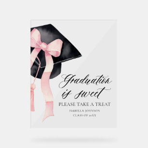 Der Abschluss der rosa Bow Gradation Cap ist süße  Acrylschild