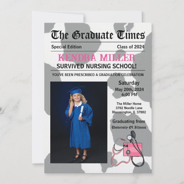 Der Abschluss zur Pflege der Graduate Times Einladung (Vorderseite)