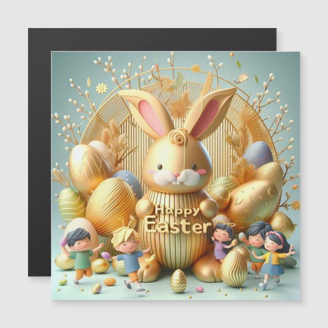 Der Abstrakte goldene Osterhase Magnetkarte (Vorne/Hinten)