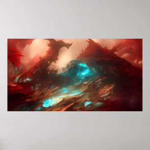 Der abstrakte Traum aquamarine Fantasie Poster